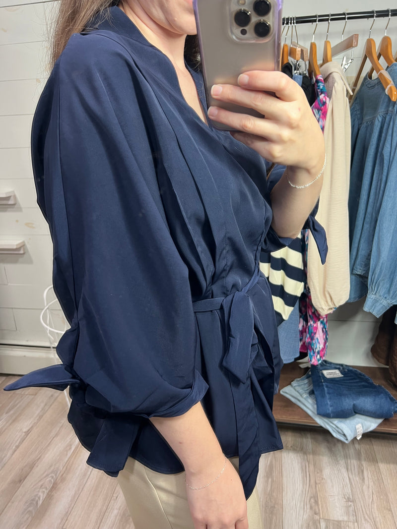 Navy Sash Blouse