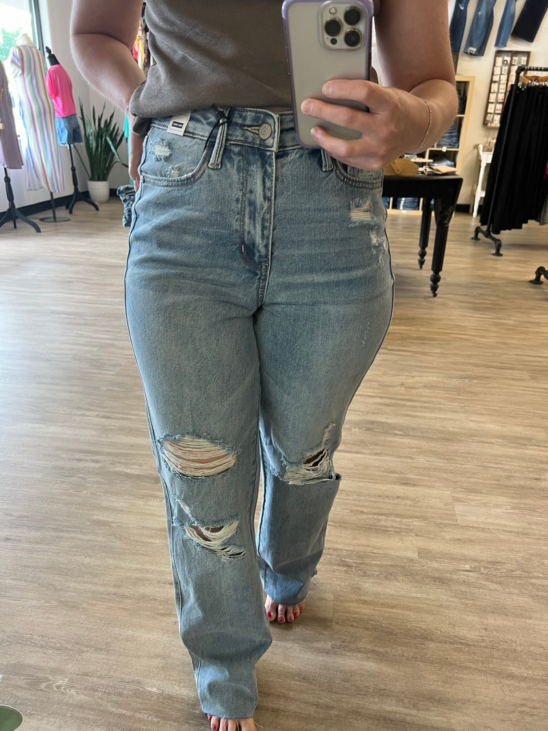 90s Destroyed Straight Jeans by Judy Blue