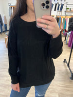 Waffle Raglan Long Sleeve in Black