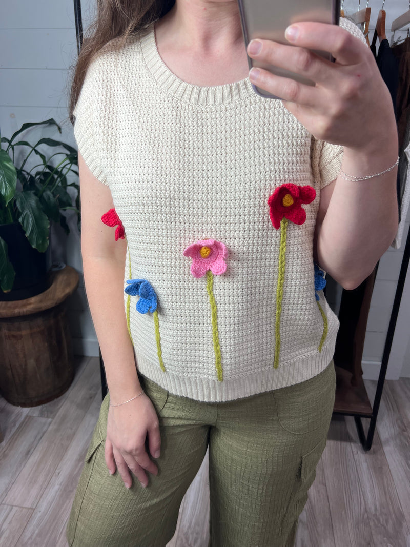 Crochet Floral Sweater
