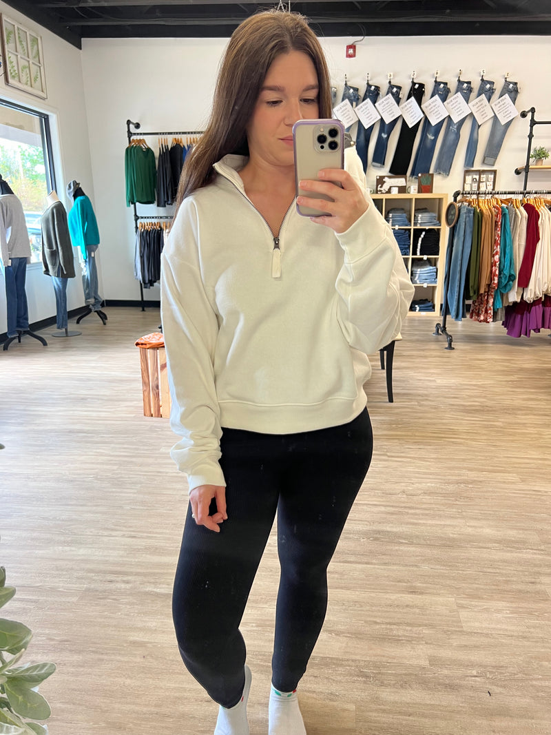 Half Zip Fleece in Off White