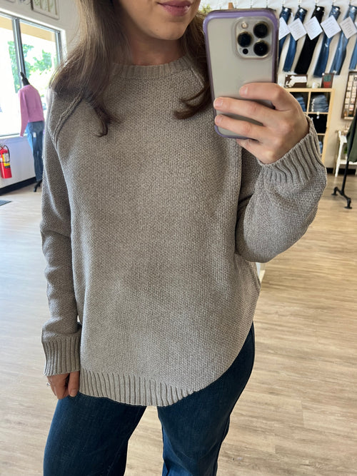 Chenille Raglan Sweater in Light Mocha