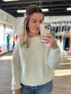 Brushed Round Neck Sweater in Off White