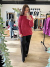 Brushed Round Neck Sweater in Winter Rose