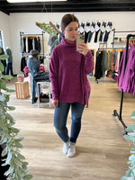 Oversized Cowl Neck Sweater in Plum