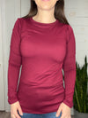 Basic Crew Neck Long Sleeve in Burgundy
