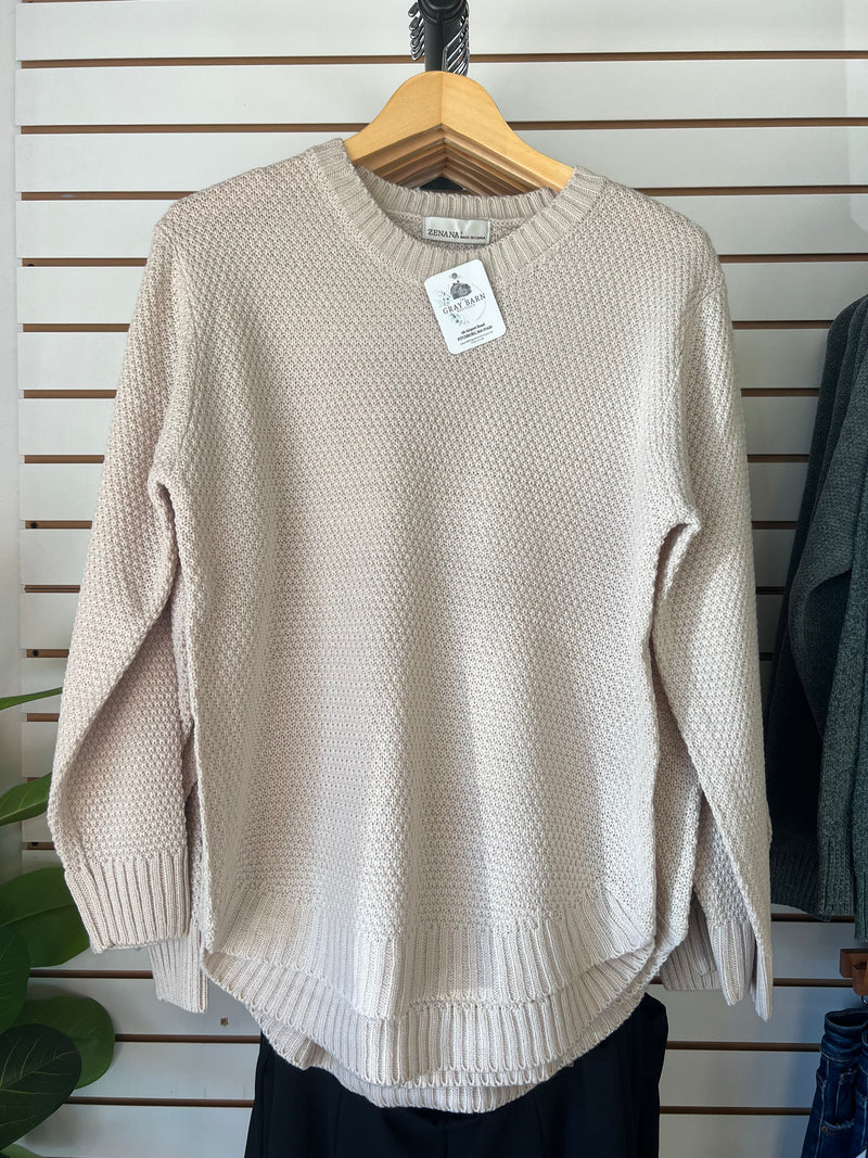 Round Neck Sweater in Sand Beige