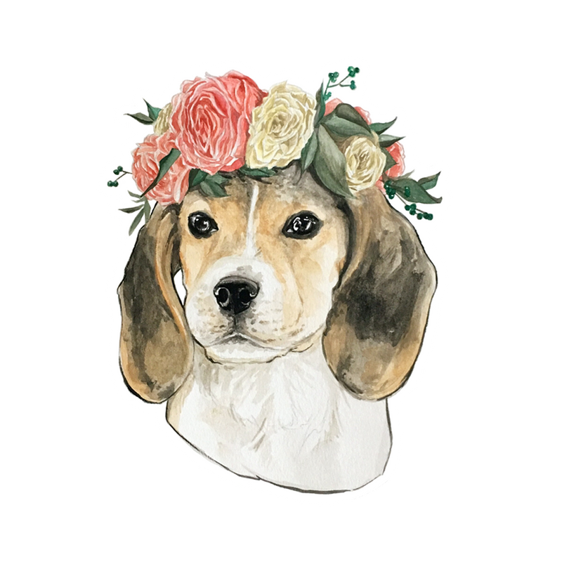 Flower Crown Beagle Sticker