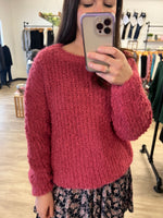 Brushed Round Neck Sweater in Winter Rose