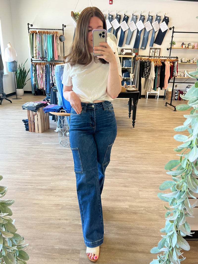 Straight Leg Cargo Jeans by Judy Blue