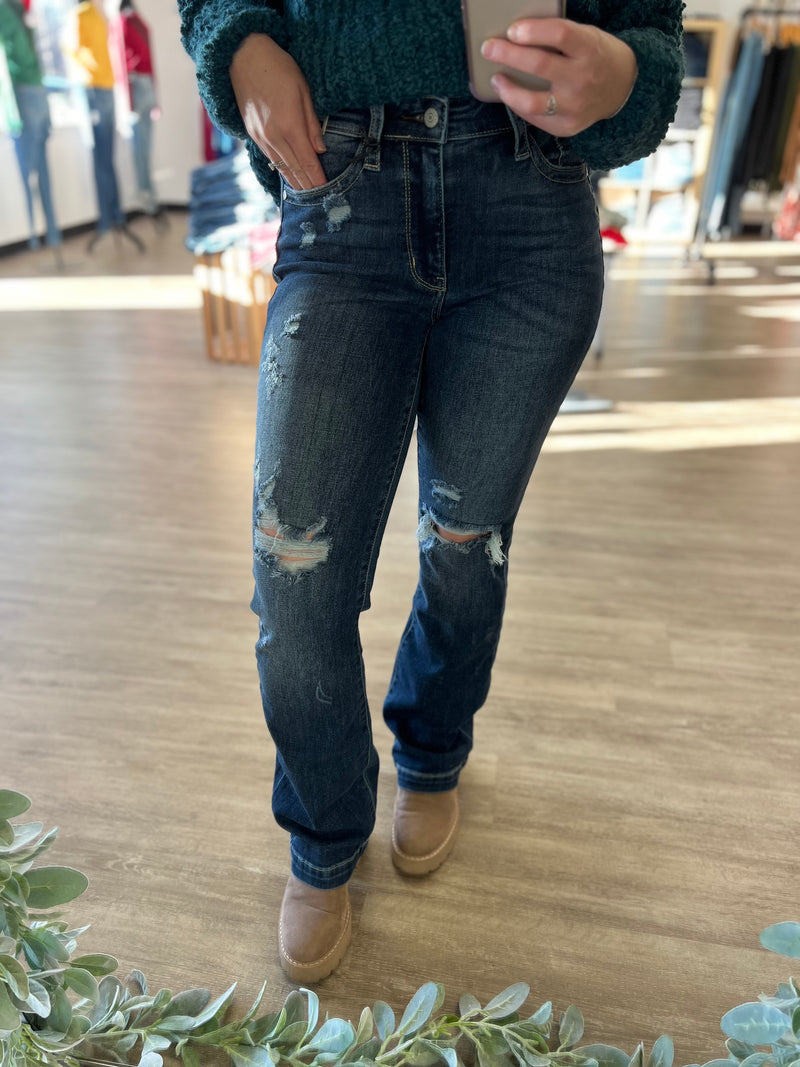 Distressed Bootcut Jeans by Judy Blue