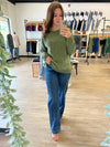 Chenille Raglan Sweater in Olive