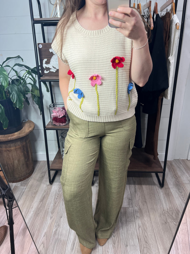 Crochet Floral Sweater