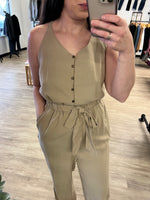 Twill Jumpsuit in Mushroom