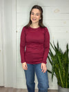 Basic Crew Neck Long Sleeve in Burgundy