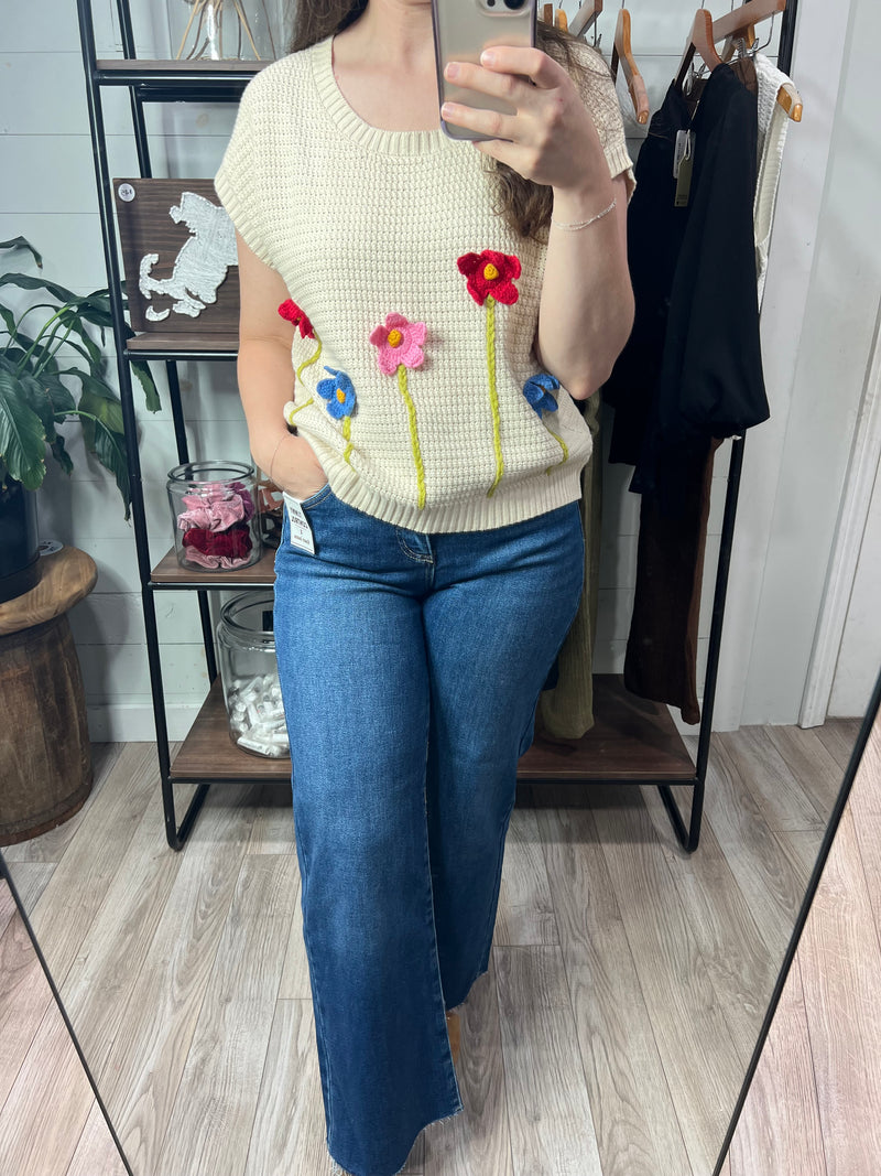 Crochet Floral Sweater