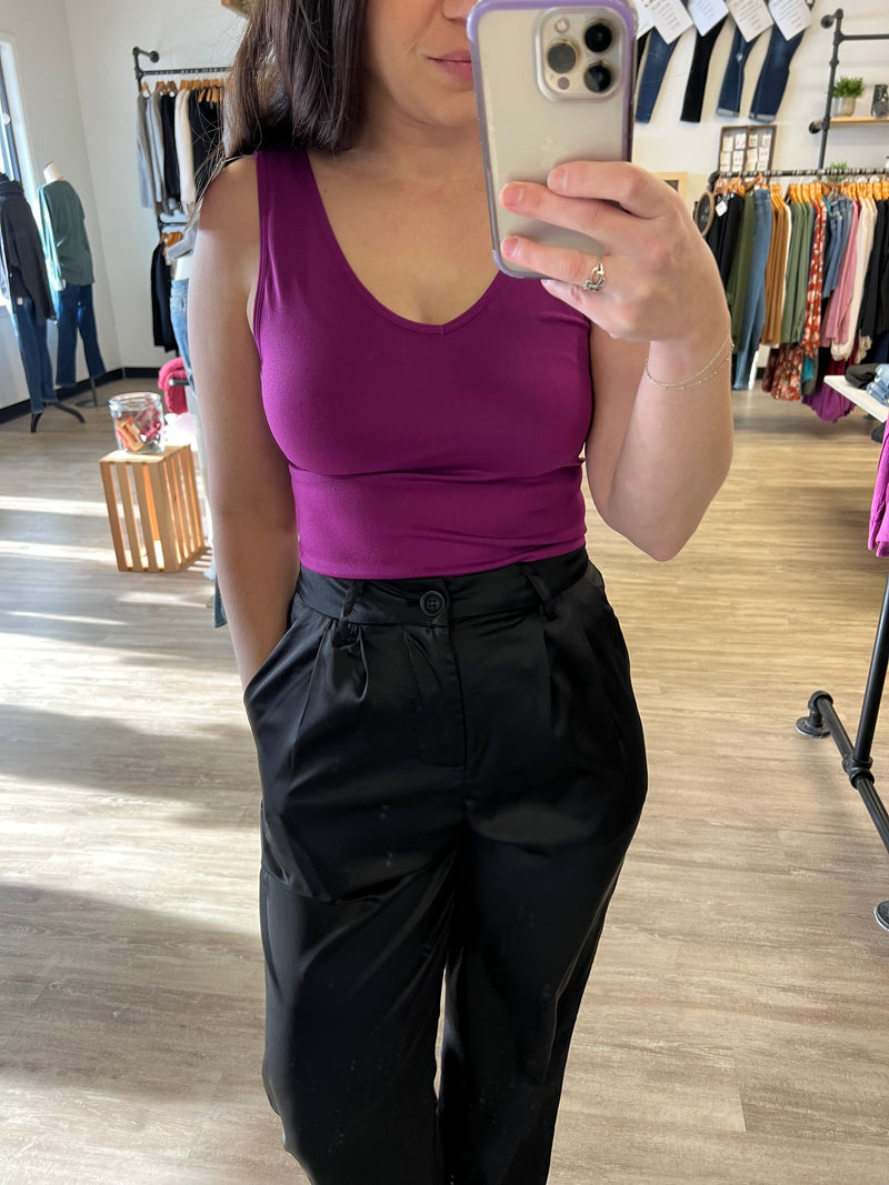 2 Way Layering Tank Top in Plum