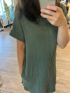 Ribbed T-shirt Dress in Vintage Olive