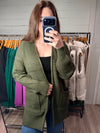 Waffle Cardigan in Olive