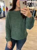 Brushed Round Neck Sweater in Ash Jade