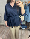 Navy Sash Blouse