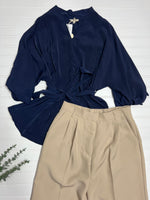 Navy Sash Blouse