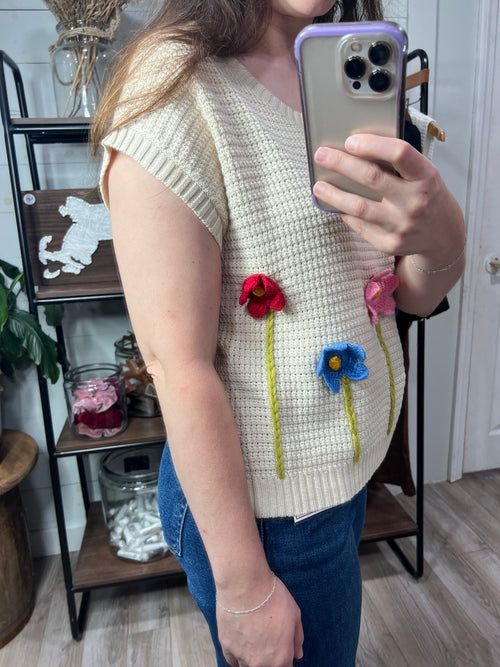 Crochet Floral Sweater
