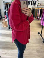 Gauze Button-down Shirt in Magenta