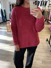 Brushed Round Neck Sweater in Winter Rose