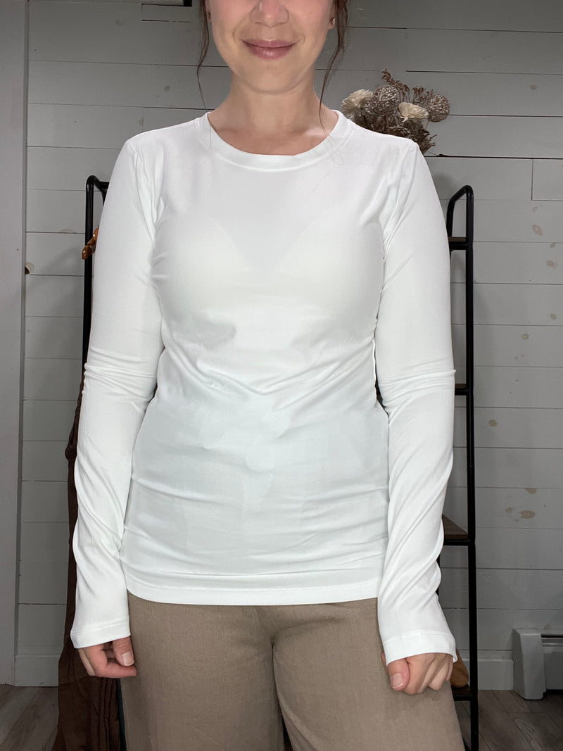 Basic Crew Neck Long Sleeve in Off White