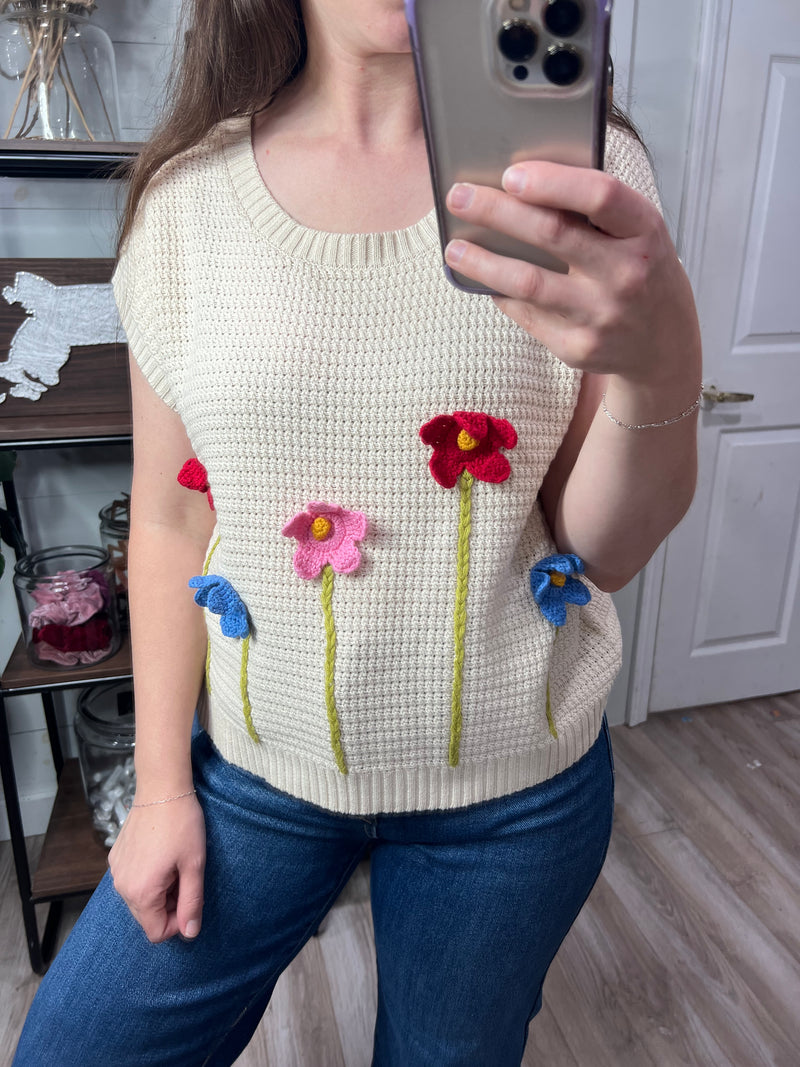 Crochet Floral Sweater