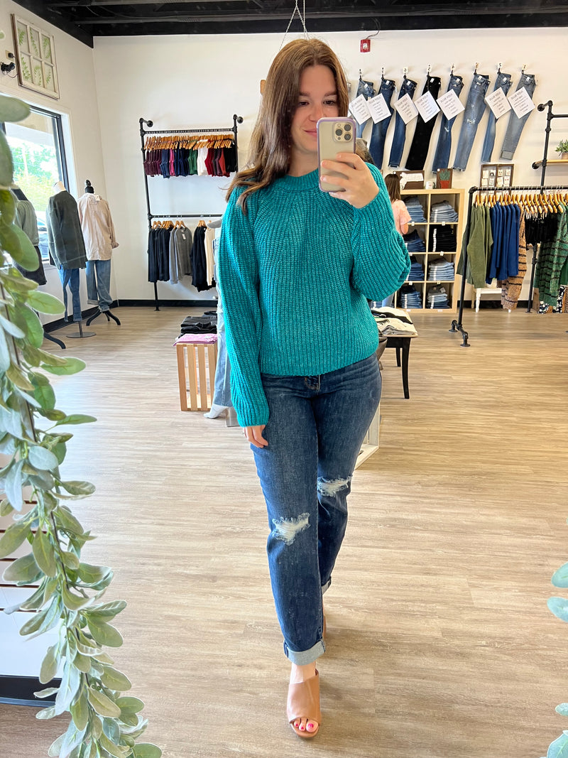 Chunky Knit Sweater in Teal