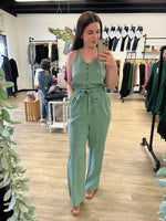 Twill Jumpsuit in Sage