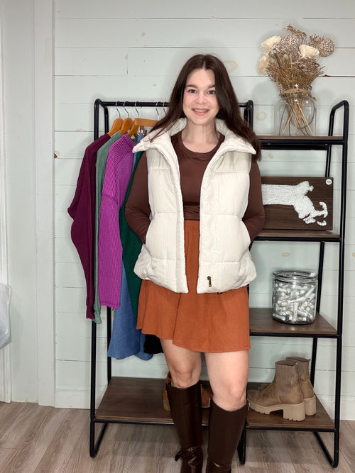 Ribbed Skirt in Rust