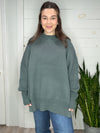 Oversized Mock Neck Sweater in Jade