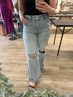 Light-wash Cuffed Boyfriend Jeans by Risen