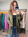 Waffle Cardigan in Olive