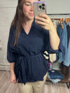 Navy Sash Blouse