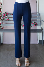 Front-Lined Pull-On Dress Pants in Navy