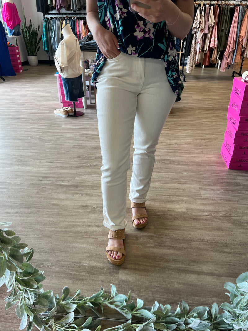 White Boyfriend Jeans by Judy Blue