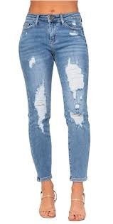 Judy Blue Light Destroyed Relaxed Jeans-Bottoms-The Gray Barn Boutique, Templeton Massachusetts