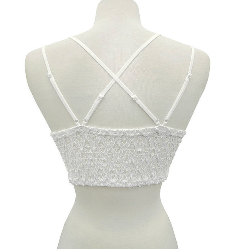 Scalloped Lace Criss-Cross Back Bralette-Tops-The Gray Barn Boutique, Templeton Massachusetts