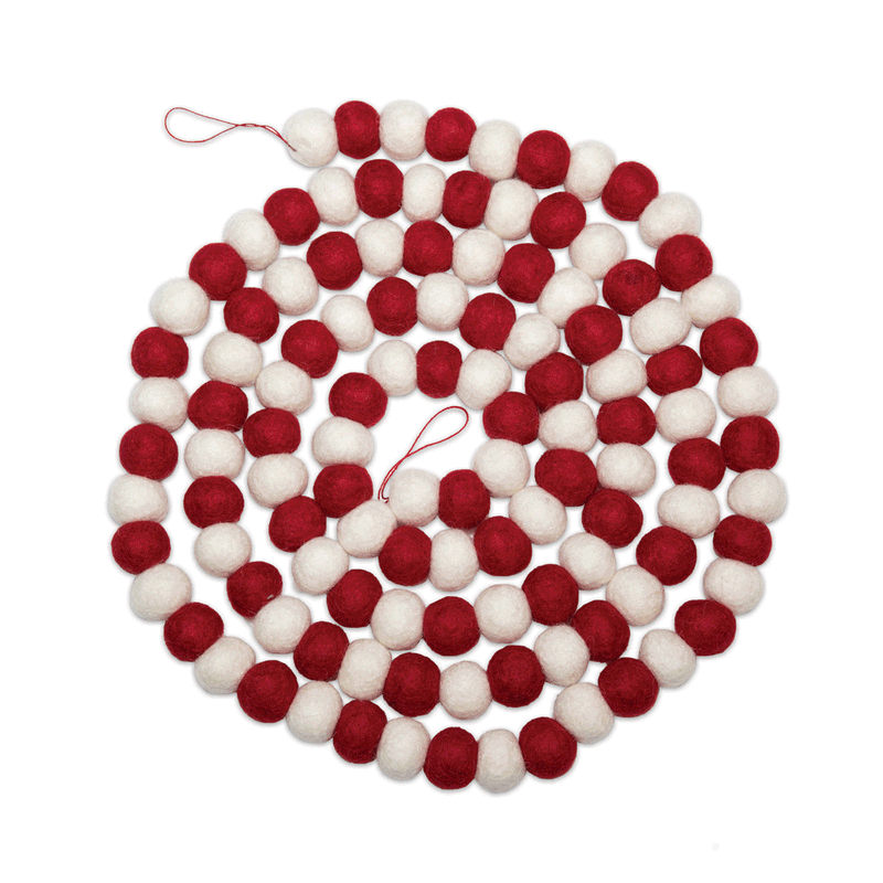 8 Feet Long Red and White Christmas Ball Garland