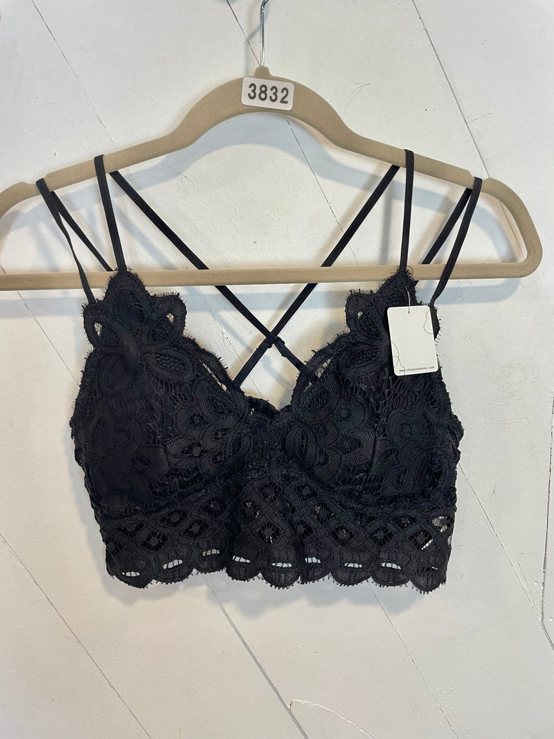 Scalloped Lace Criss-Cross Back Bralette-Tops-The Gray Barn Boutique, Templeton Massachusetts