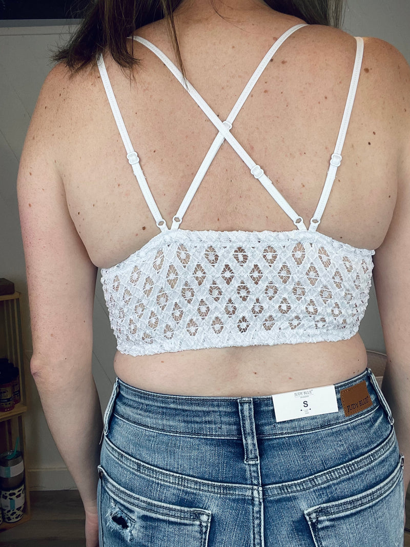 Scalloped Lace Criss-Cross Back Bralette-Tops-The Gray Barn Boutique, Templeton Massachusetts