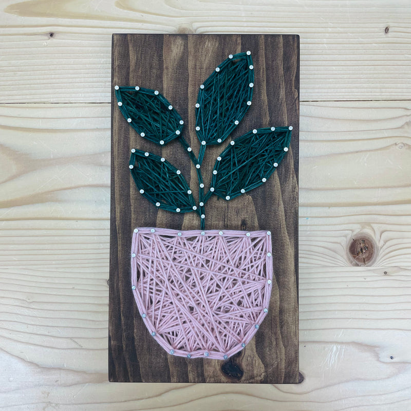 String Wall Art - Plant w Pink Pot