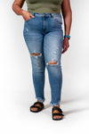 KanCan High Rise Ripped Skinny Jeans with Frayed Ankle-Bottoms-The Gray Barn Boutique, Templeton Massachusetts