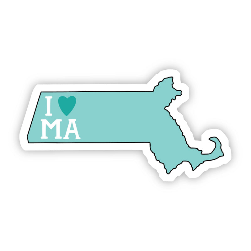 I Love Massachusetts Teal Sticker-Gifts-The Gray Barn Boutique, Templeton Massachusetts