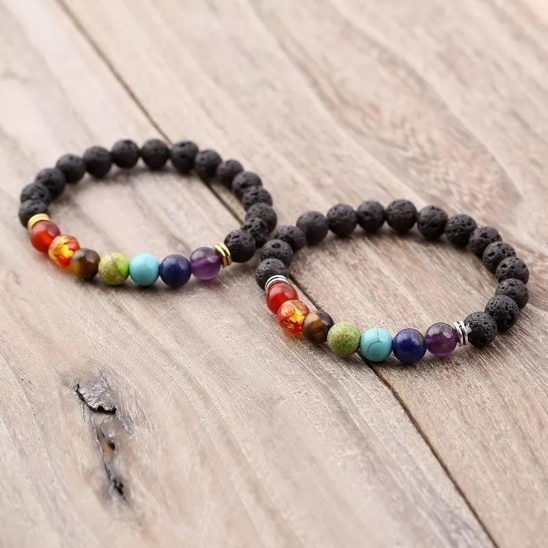 Lava Stone Chakra Bead Bracelets-Jewelry-The Gray Barn Boutique, Templeton Massachusetts