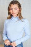 Long Sleeve Mock Neck Bodysuit in Sky Blue